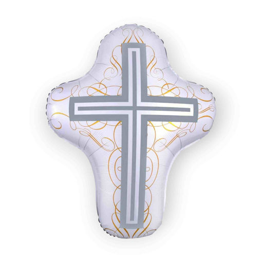 Picture of HOLY COMMUNION CROSS SUPERSHAPE FOIL BALLOON 28 INCH